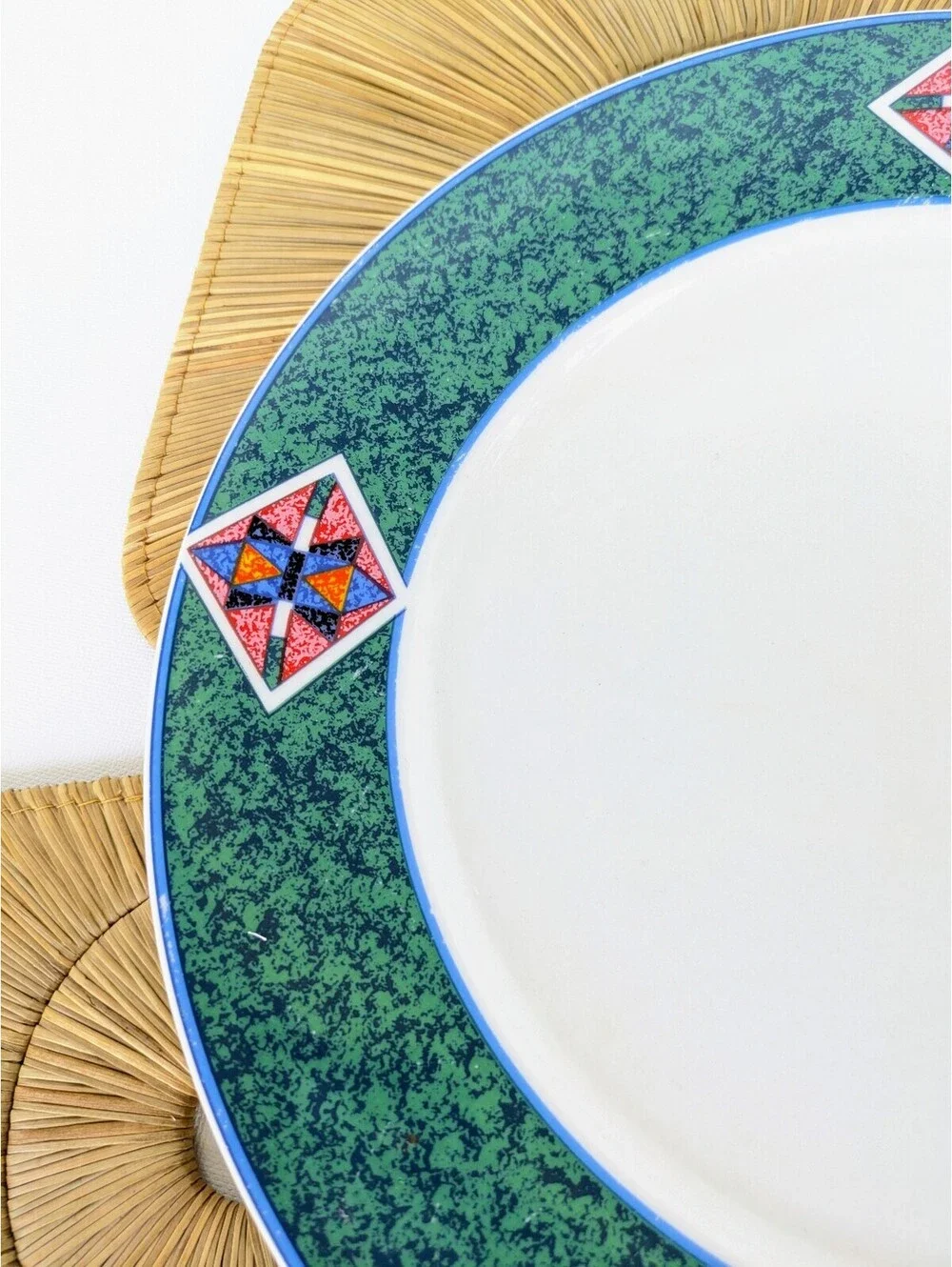 1990s Geometric / Southwestern Pattern Stonewear Plates (2), Lynn's Avanel